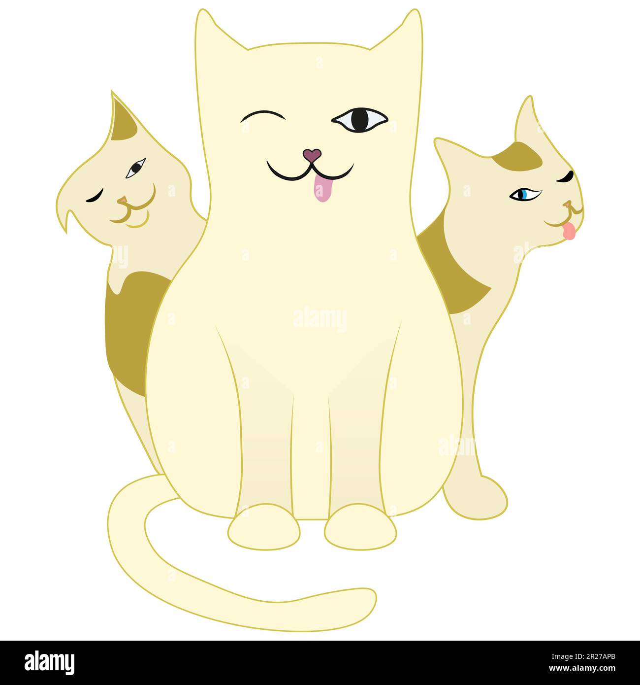 Trois chats amusants se tord et montrent leurs langues Illustration de Vecteur