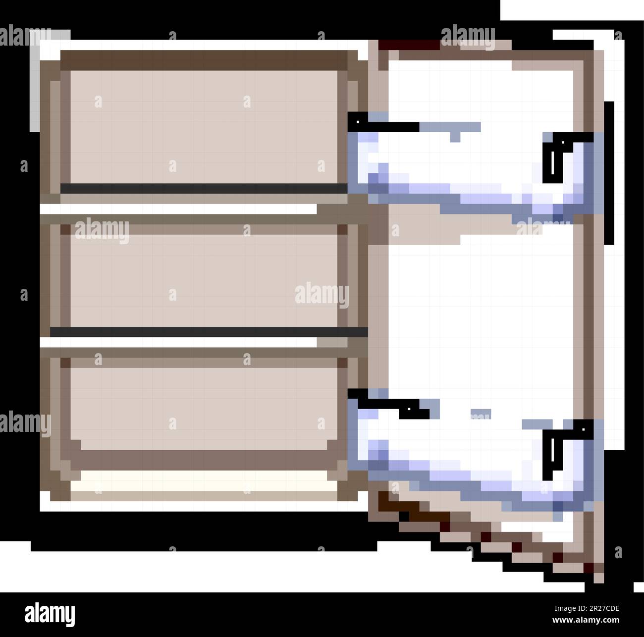 illustration vectorielle de jeu pixel art réfrigérateur ouvert Illustration de Vecteur