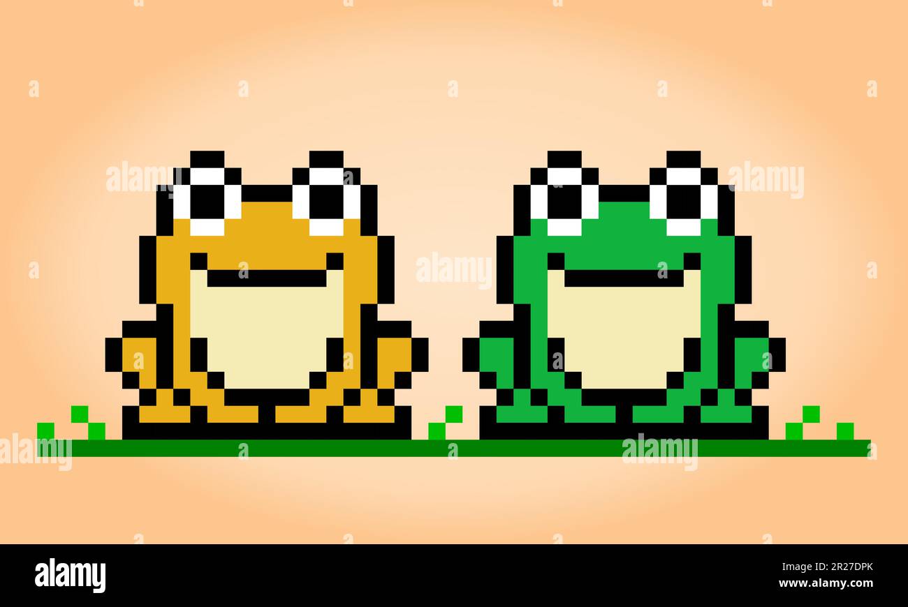 8 bit pixel frog. Animaux dans des illustrations vectorielles pour les points de croix et les ressources de jeu. Illustration de Vecteur