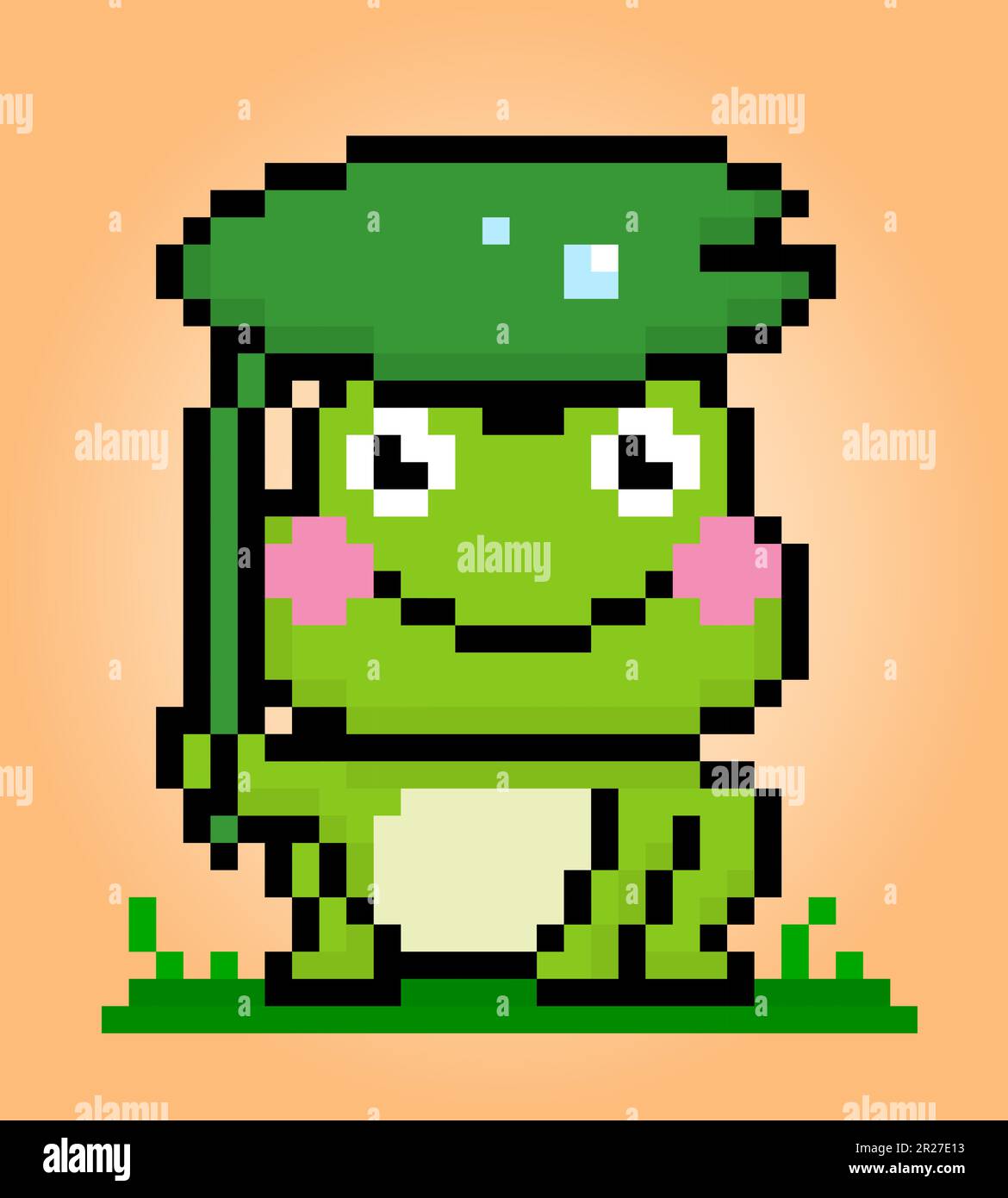 8 bit pixel frog. Animaux dans des illustrations vectorielles pour les points de croix et les ressources de jeu. Illustration de Vecteur