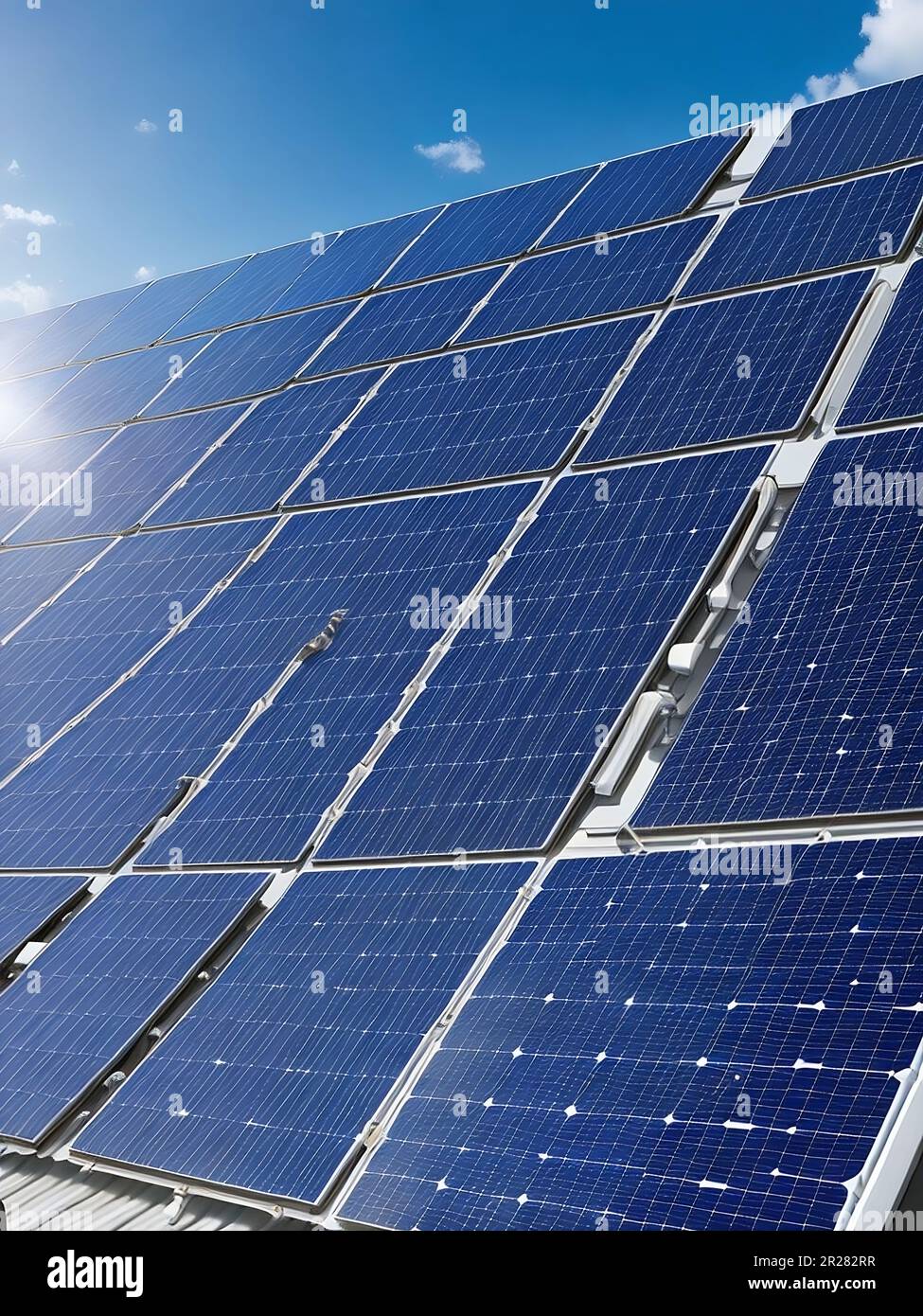 Système de panneaux de cellules solaires gros plan, source d'électricité alternative, centrale solaire, énergie, protection de l'environnement, économie de lumière avec la lumière du soleil Banque D'Images