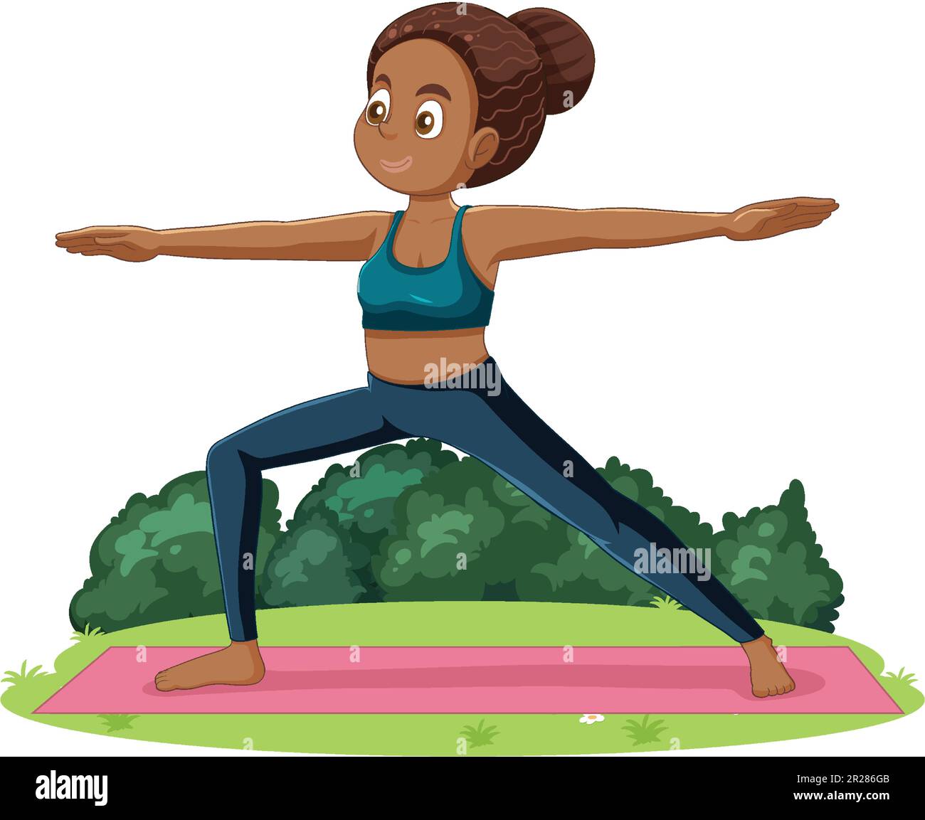 Fille pratiquant le yoga dans l'illustration du jardin Illustration de Vecteur