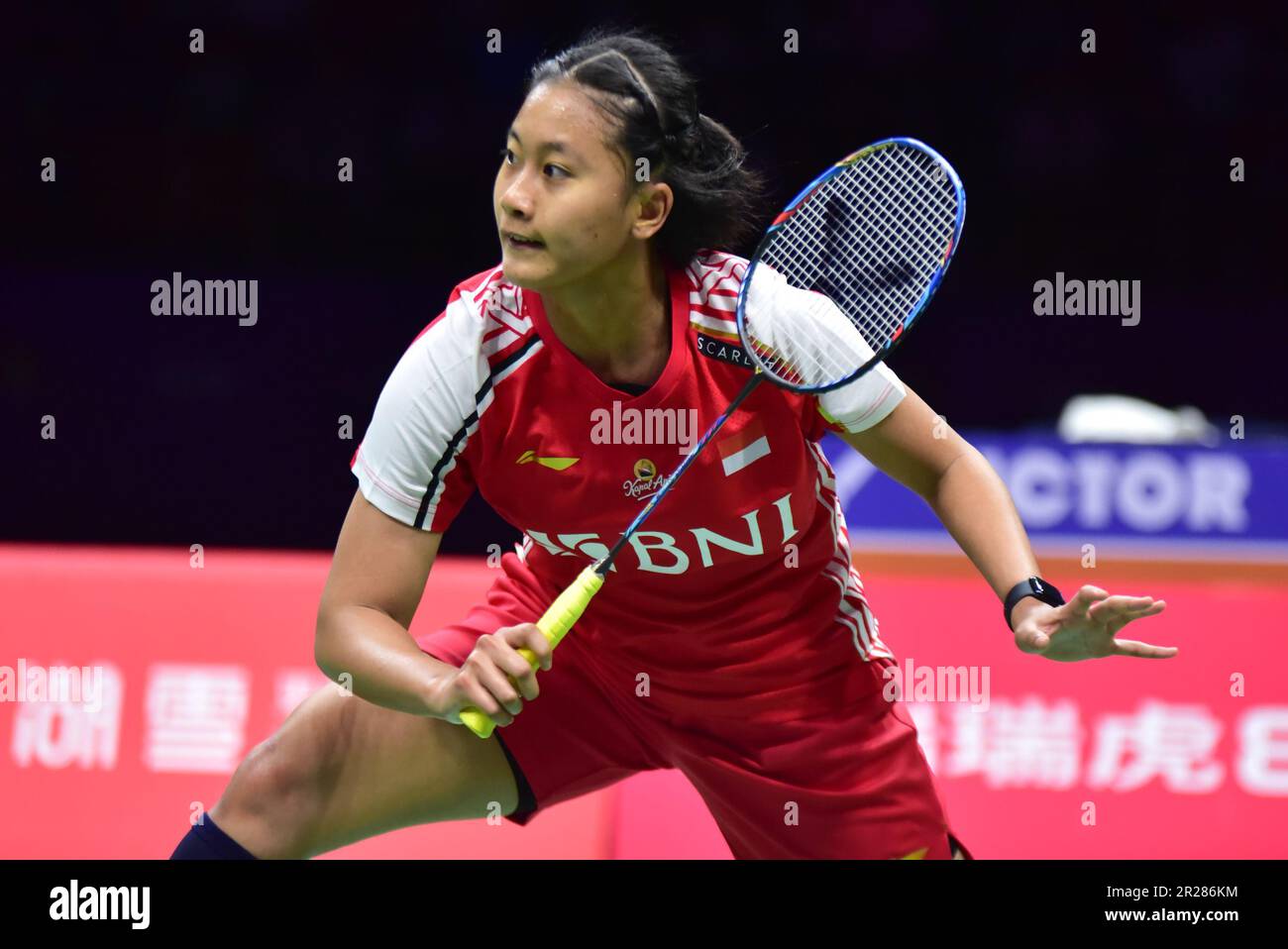 SUZHOU, CHINE - le 18 MAI 2023 - PORNPAWEE CHOCHUWONG d'Indonésie participe à la finale de la COUPE TotalEnergies BWF SUDIRMAN 2023 entre l'Indonésie et la Thaïlande Banque D'Images
