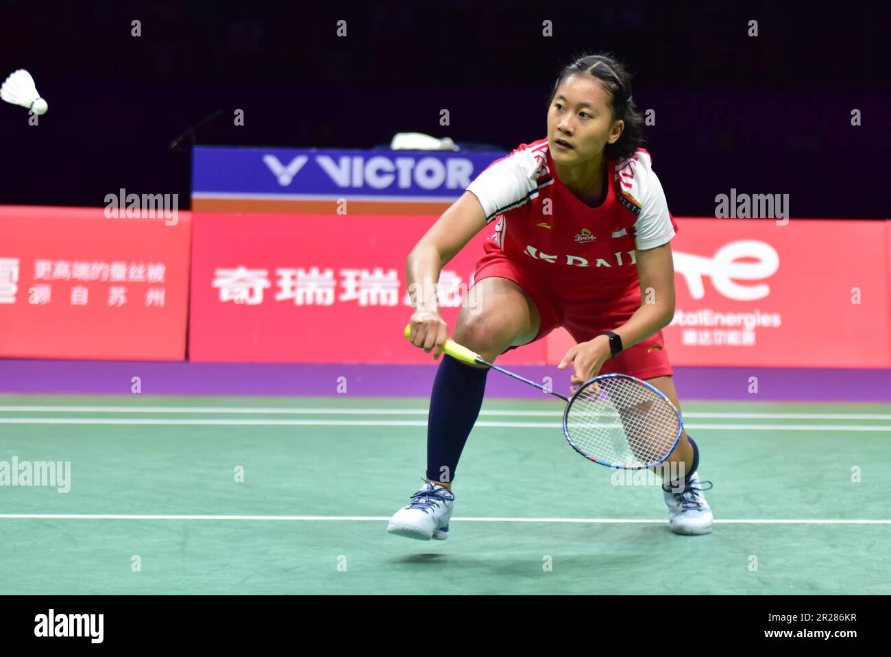 SUZHOU, CHINE - le 18 MAI 2023 - PORNPAWEE CHOCHUWONG d'Indonésie participe à la finale de la COUPE TotalEnergies BWF SUDIRMAN 2023 entre l'Indonésie et la Thaïlande Banque D'Images
