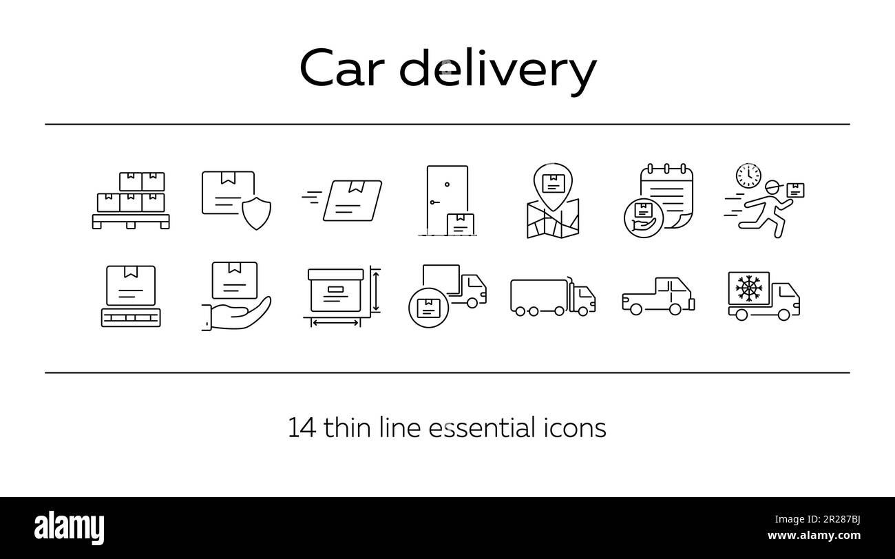 Icônes de livraison de voiture Illustration de Vecteur