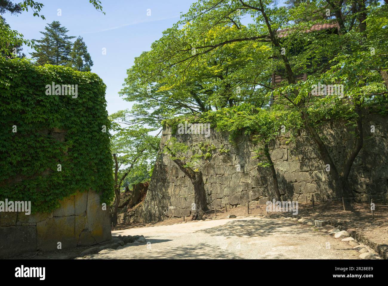 Les murs en pierre du château de Tsurugajo à Aizuwakamatsu Banque D'Images