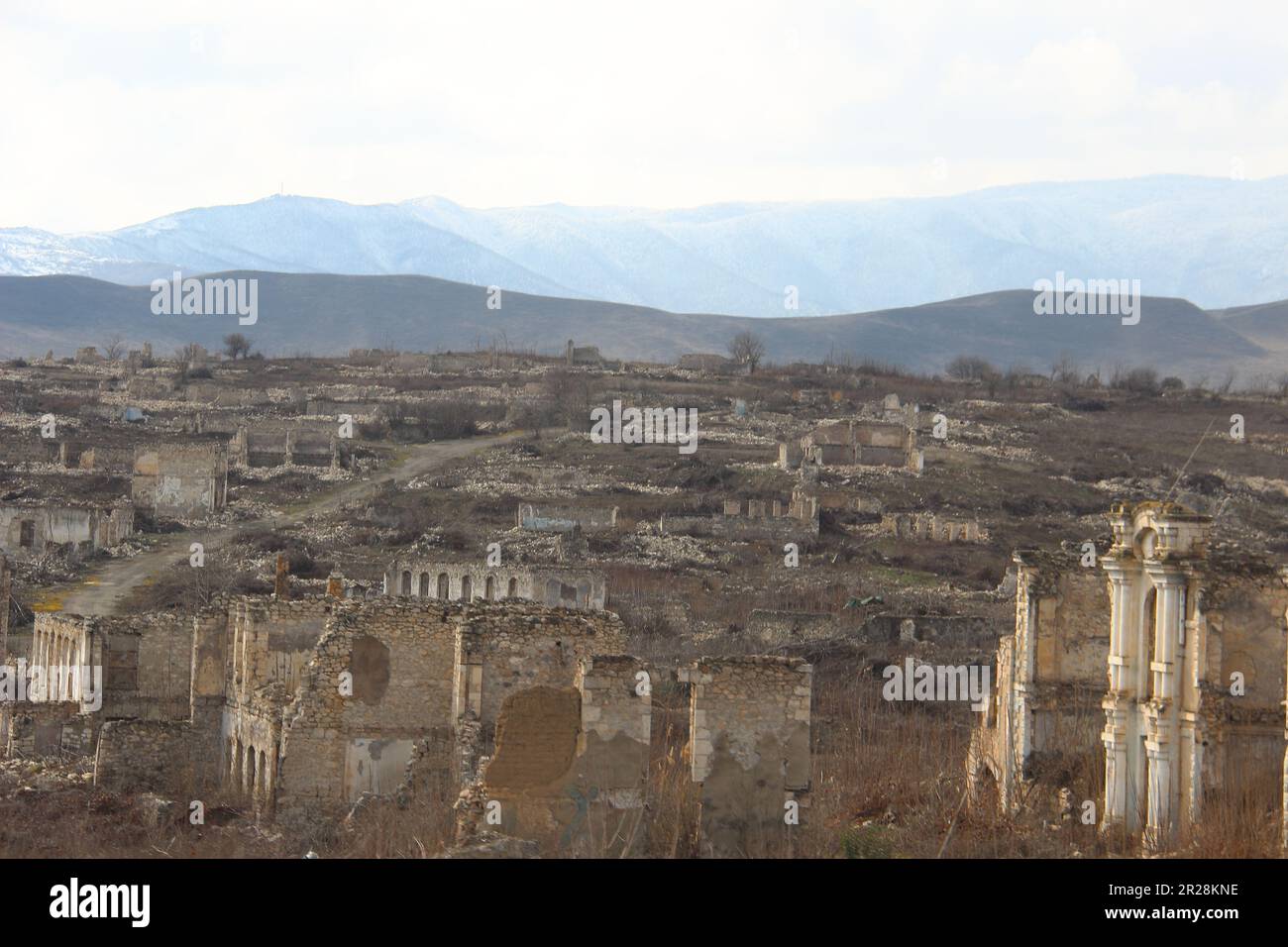 Ville de Fuzuli après la deuxième guerre du Haut-Karabakh. La ville avait une population de 17 090 000 habitants avant la première guerre du Haut-Karabakh. Banque D'Images