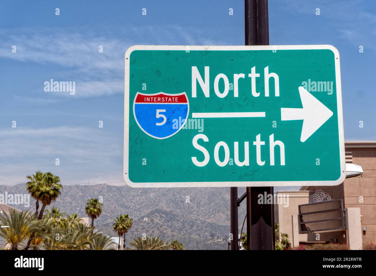 Interstate 5 North-South, panneau à Burbank, CA Banque D'Images