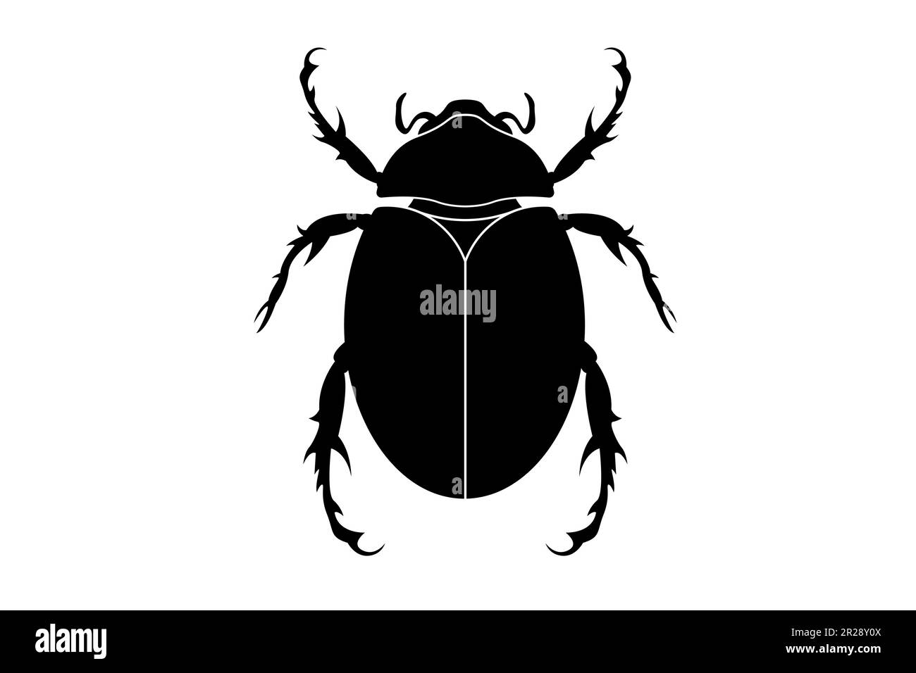 silhouette noire d'un scarabée, insecte vecteur isolé sur fond blanc Illustration de Vecteur