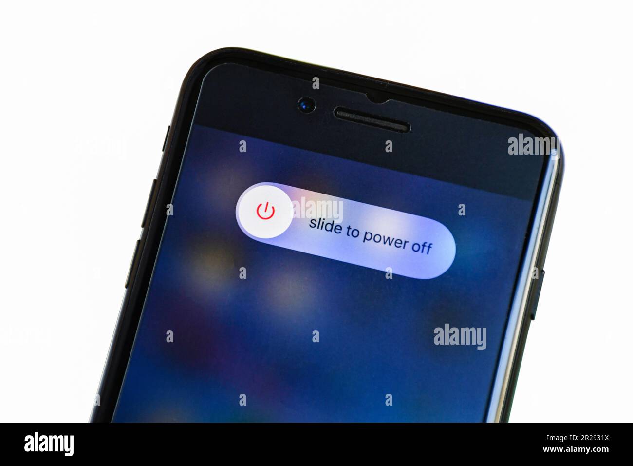 Songkhla, Hatyai, Thaïlande 6 mai 2020: Apple smartphone ios sont iPhone 7 plus noir avec touch slide pour éteindre l'option sur l'écran pour éteindre, enregistrer Banque D'Images