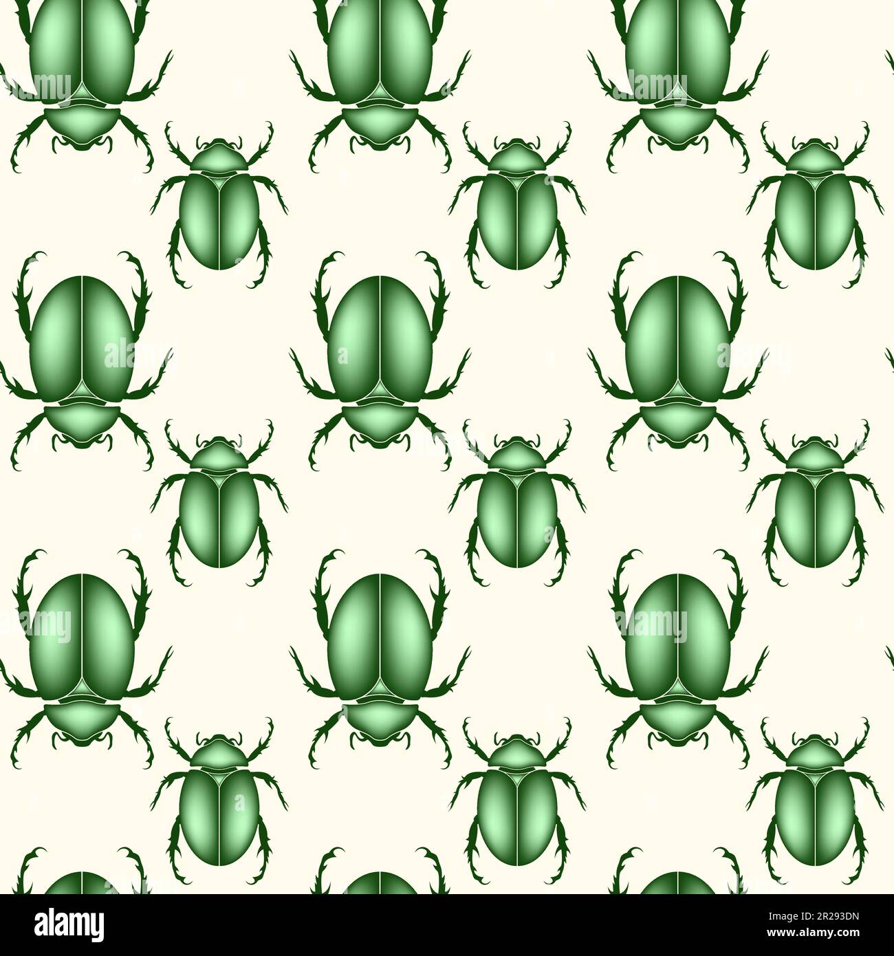 motif sans couture d'un scarabée, insecte vecteur de couleur vert brillant isolé sur un fond blanc vintage Illustration de Vecteur