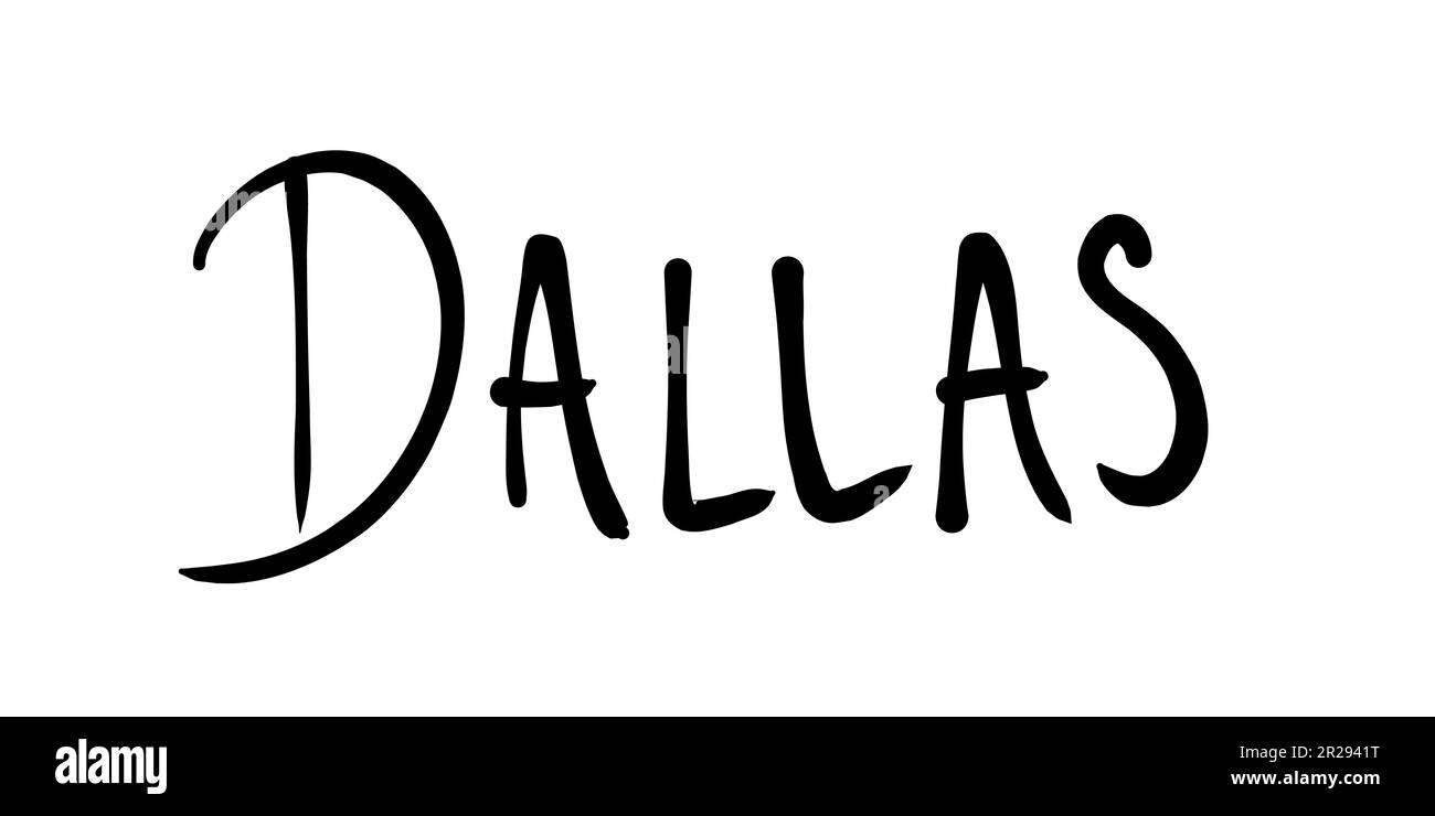 Nom de ville de Dallas. Signe texte manuscrit. Illustration de Vecteur
