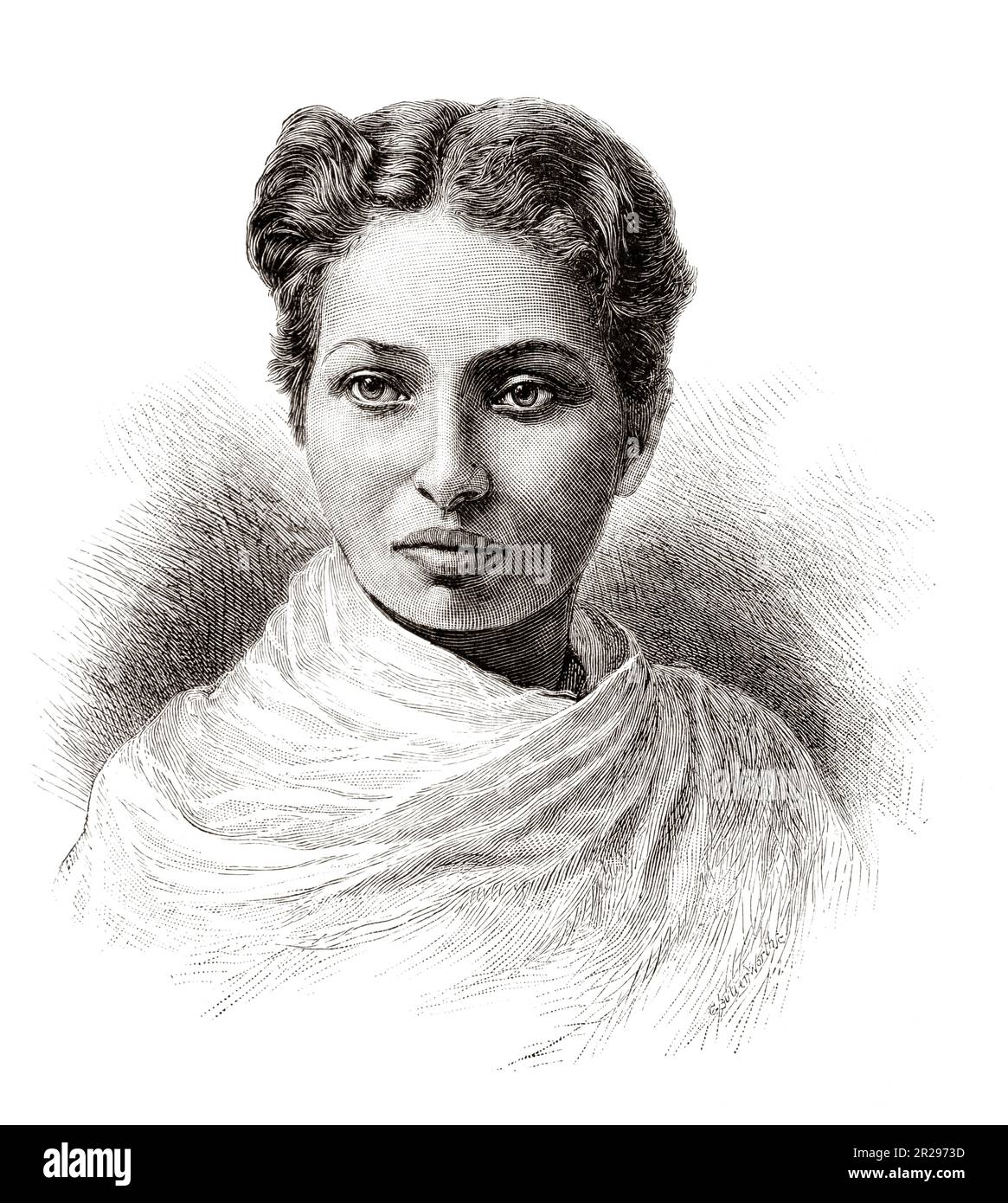 Illustration de Pundita Ramabai Sarasvati 1858-1922 Reformeuse sociale indienne la première femme a reçu Pundita et Sarasvati et elle a défendu la cause de E Banque D'Images