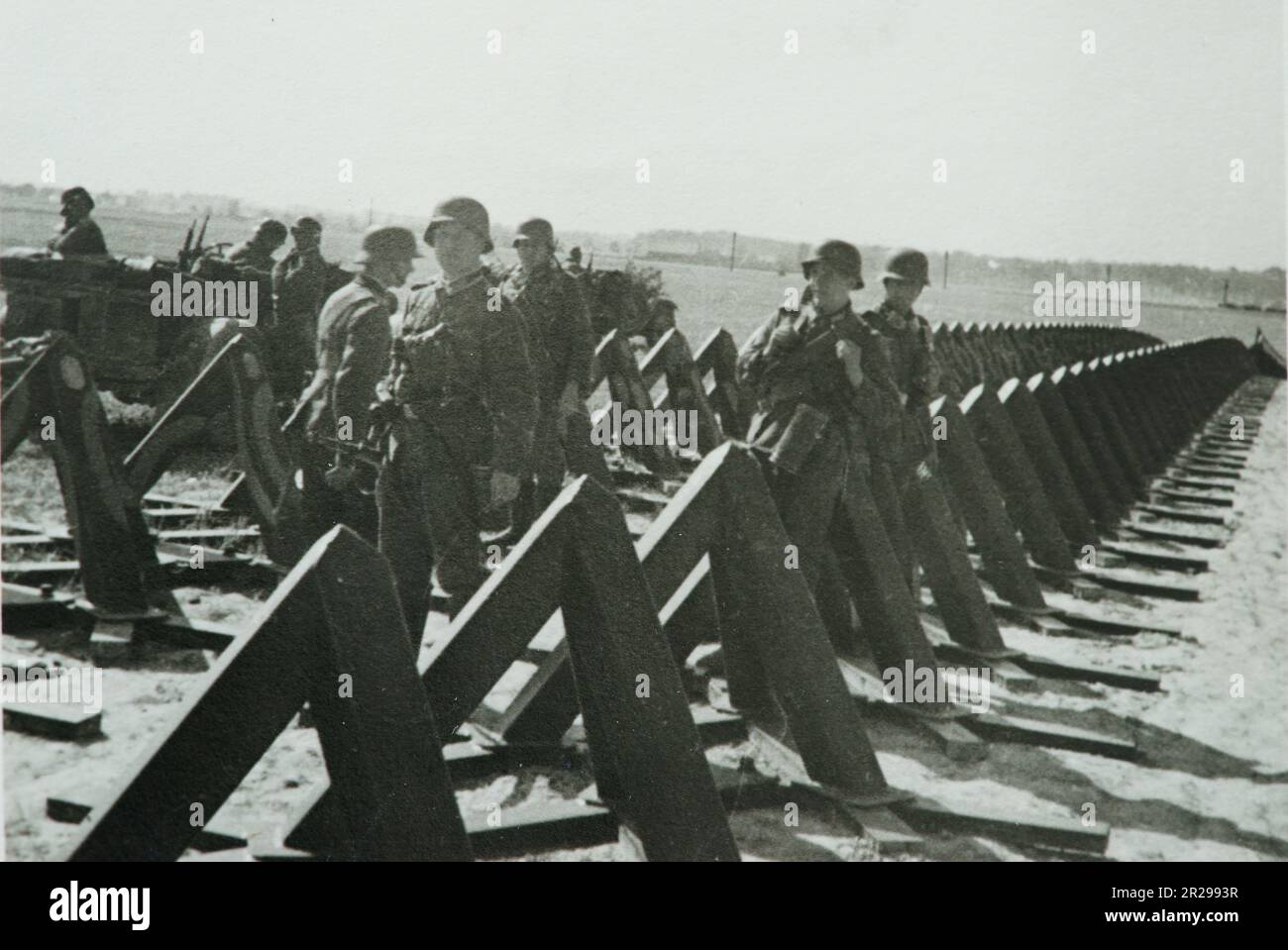 WW2 - Seconde Guerre mondiale, deuxième guerre mondiale, barrière antichar allemande en Belgique - 1940 Banque D'Images