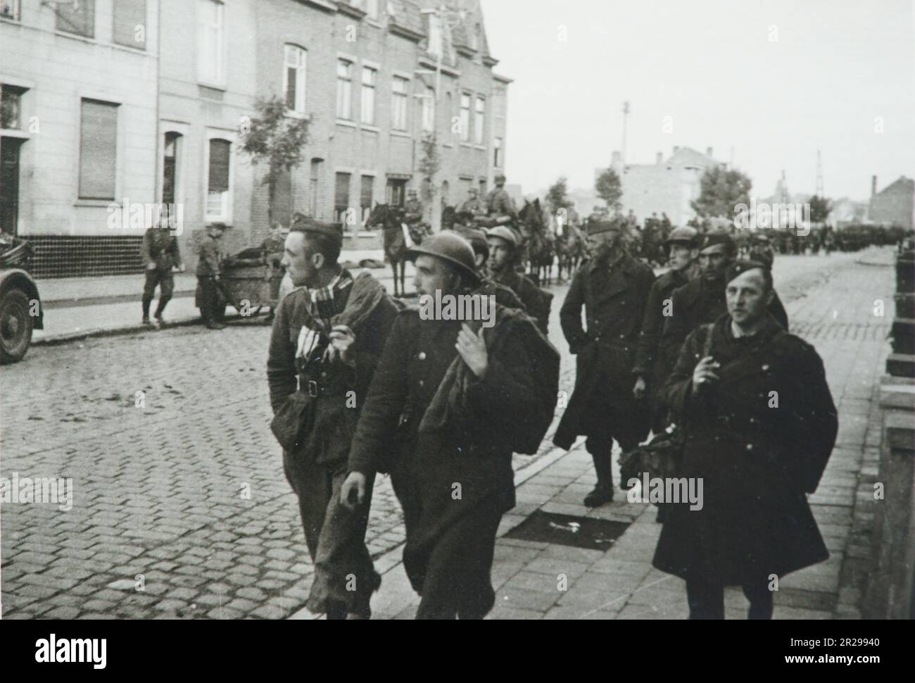WW2 - Seconde Guerre mondiale , Dunkerque France - les prisonniers de guerre belges - 1940 Banque D'Images