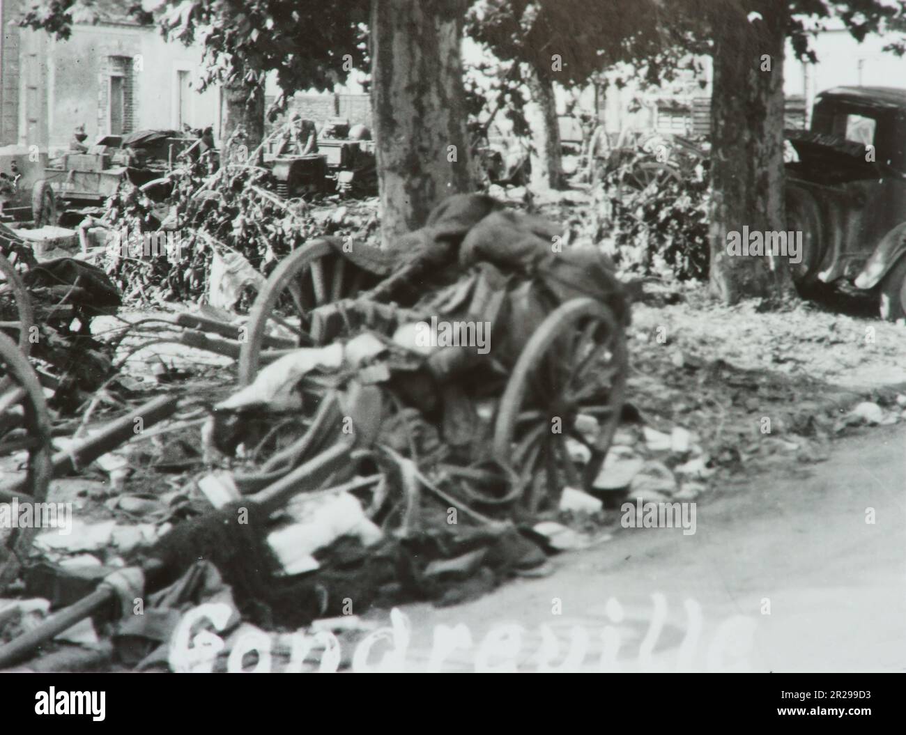 WW2 - SECONDE GUERRE MONDIALE - destruction à Gondreville, Oise, France - 1940 Banque D'Images