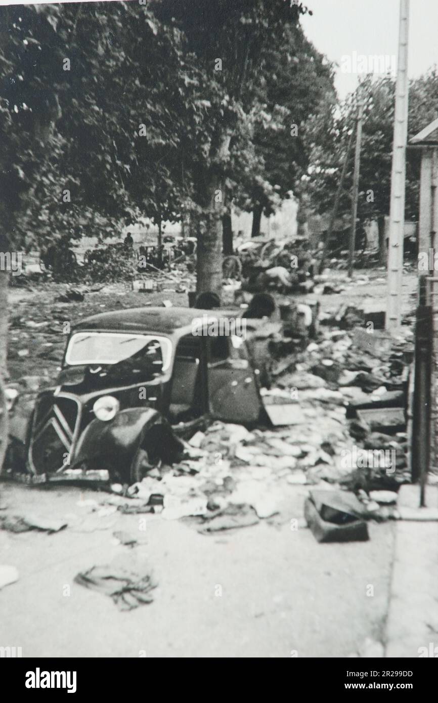 WW2 - SECONDE GUERRE MONDIALE - destruction à Gondreville, Oise, France - 1940 Banque D'Images