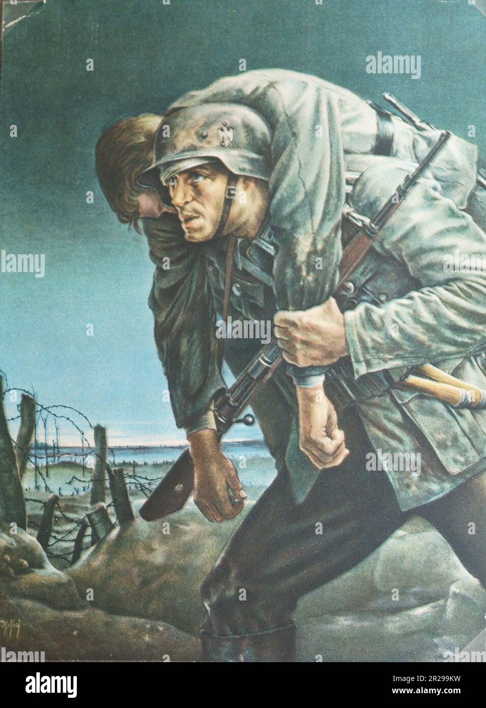 WW2 affiche de propagande allemande avec des soldats - Seconde Guerre mondiale Banque D'Images
