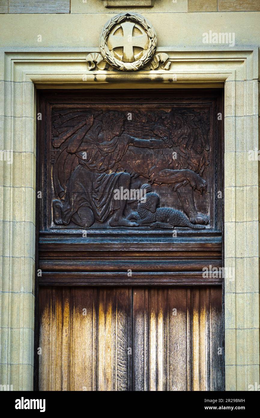 Décorations de la chapelle scolaire Stowe à Stowe House dans Stowe Gardens Buckingham Royaume-Uni. Banque D'Images