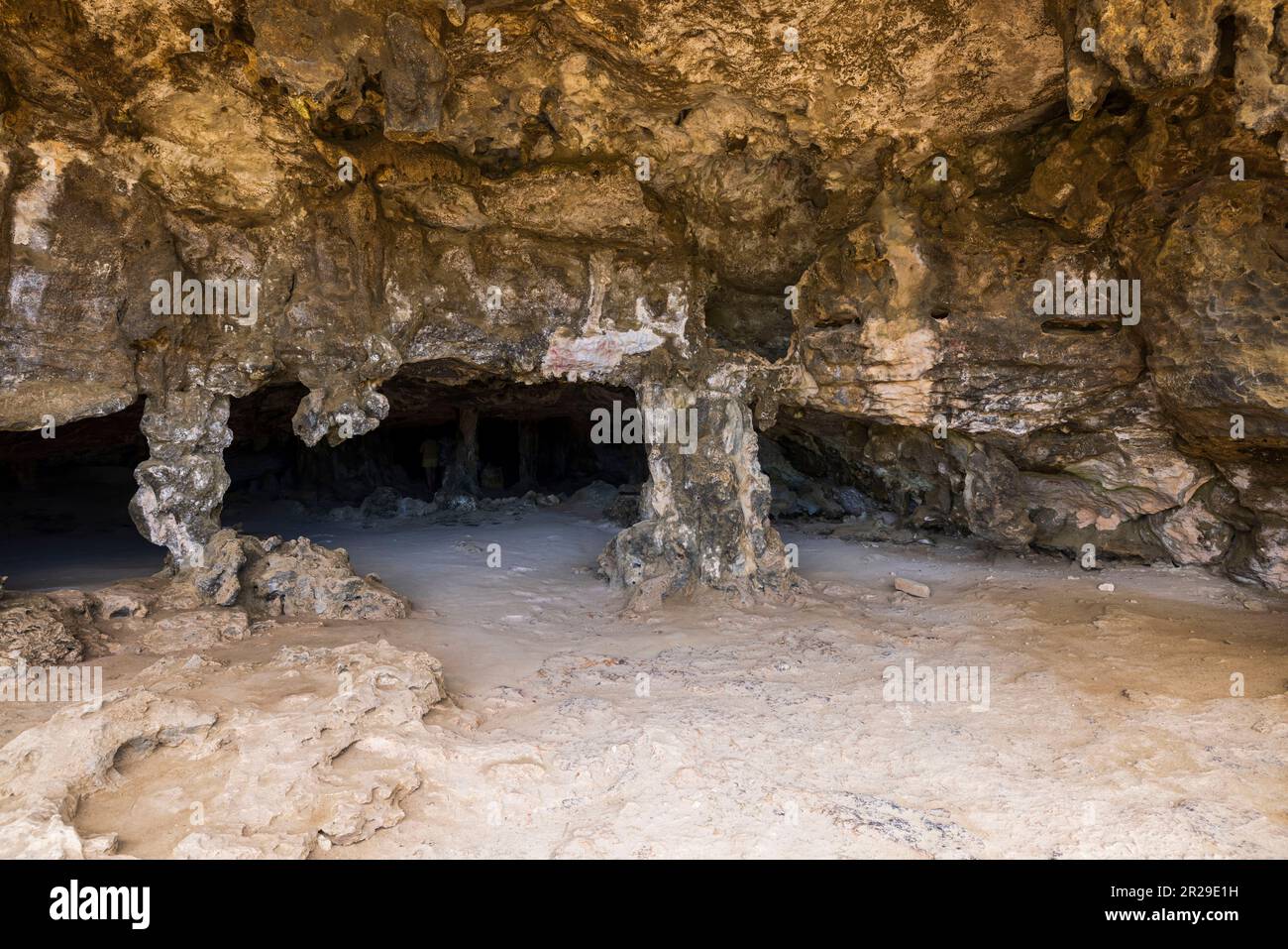 Vue rapprochée de l'intérieur des grottes de Quadirikiri. Paysages naturels étonnants. Aruba. Banque D'Images