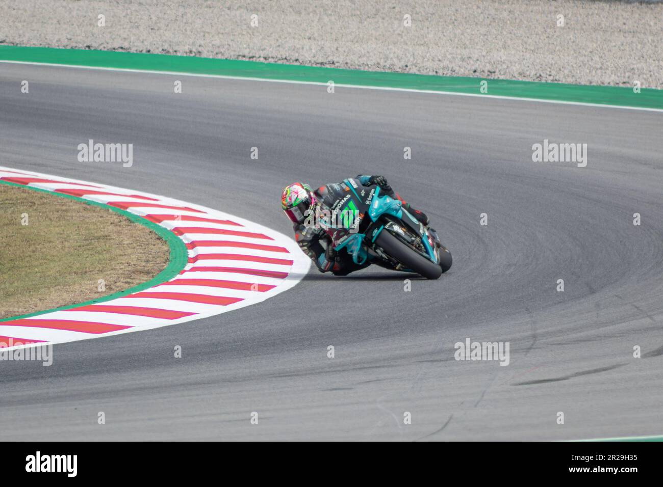 MONTMELLO, ESPAGNE-4 JUIN 2021: Franco Morbidelli sur sa Yamaha YZR-M1 #21 2021 (équipe: Petronas Yamaha SRT), Championnat du monde MotoGP 2021 Banque D'Images