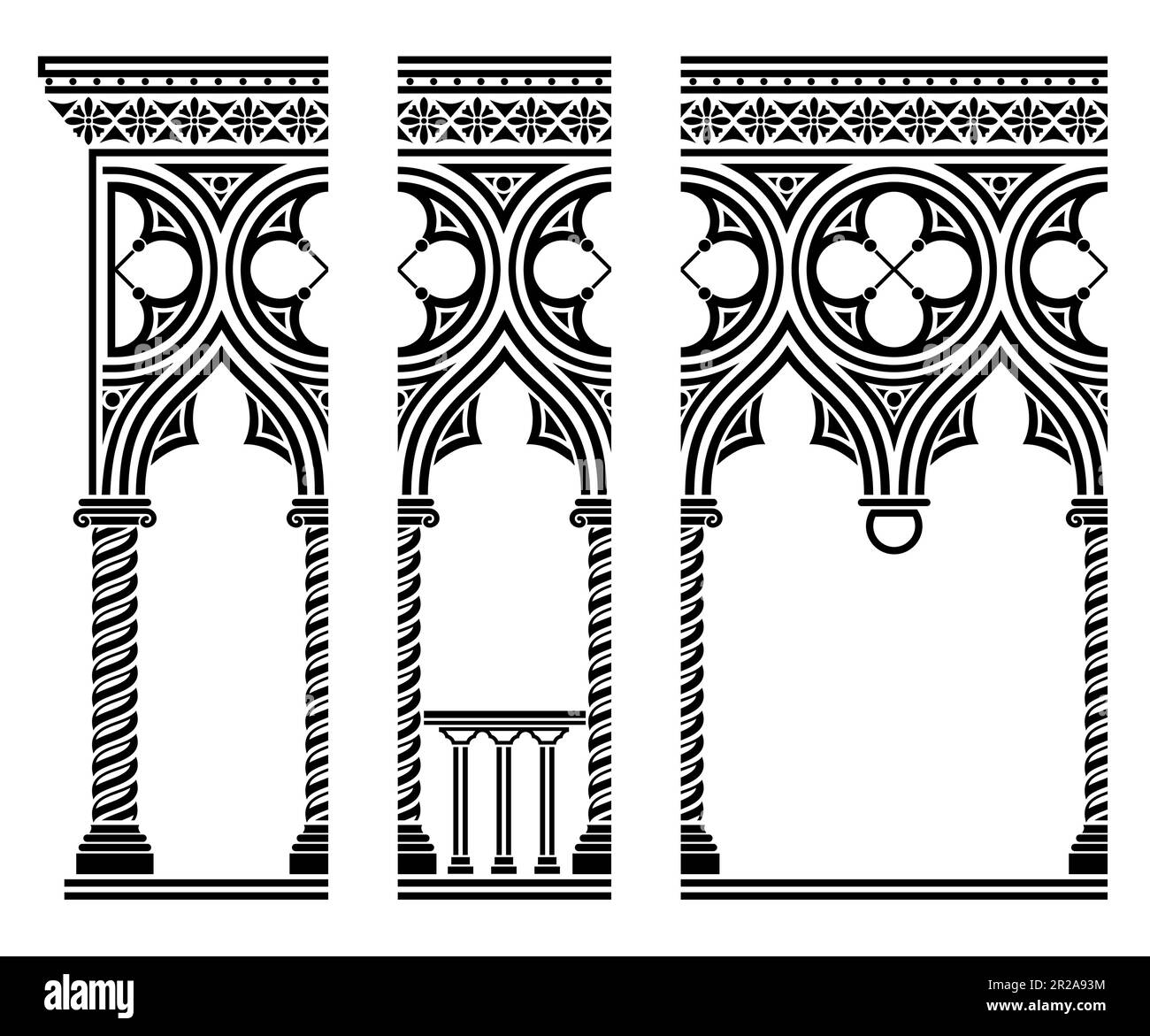 Texture sans couture de la galerie des arches gothiques vénitiennes Illustration de Vecteur