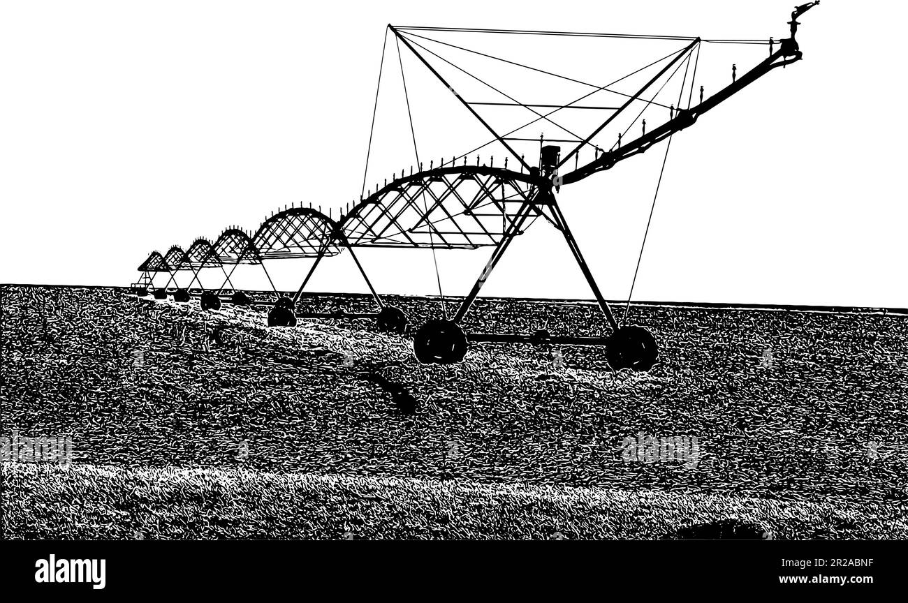 Système d'irrigation sur un champ agricole Illustration de Vecteur