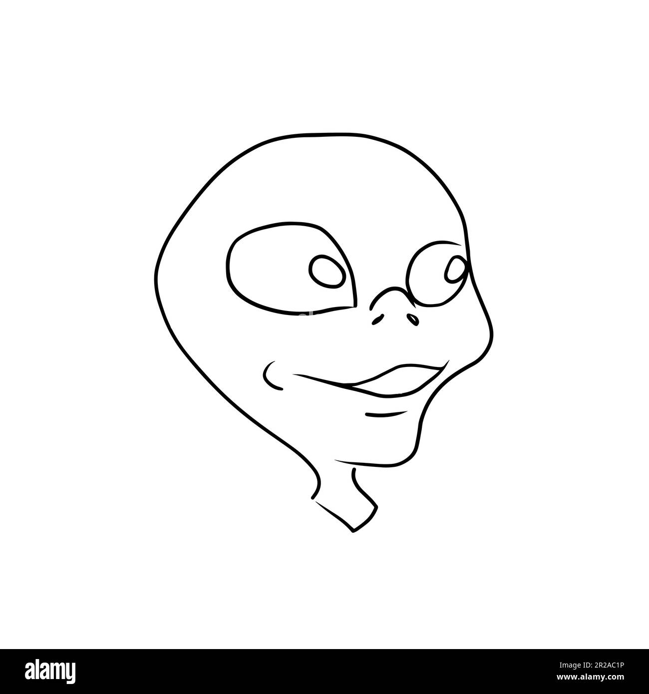 Le personnage ressemble à un extraterrestre souriant. Illustration du contour de la conception Banque D'Images