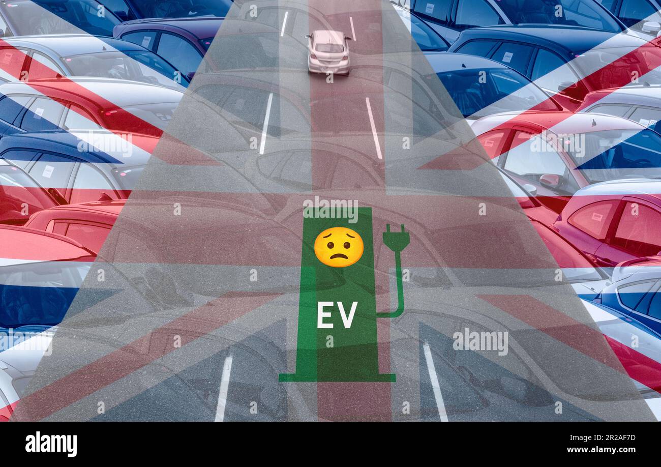 Ventes de voitures neuves, fabrication, électricité, secteur automobile net zéro, Brexit, batteries électriques... Concept Royaume-Uni Banque D'Images