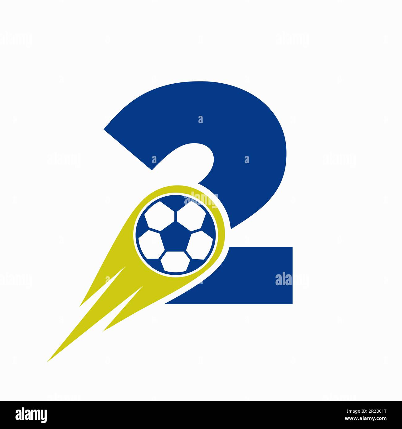 Concept du logo de football Letter 2 avec icône de football en mouvement. Modèle de logo football Illustration de Vecteur