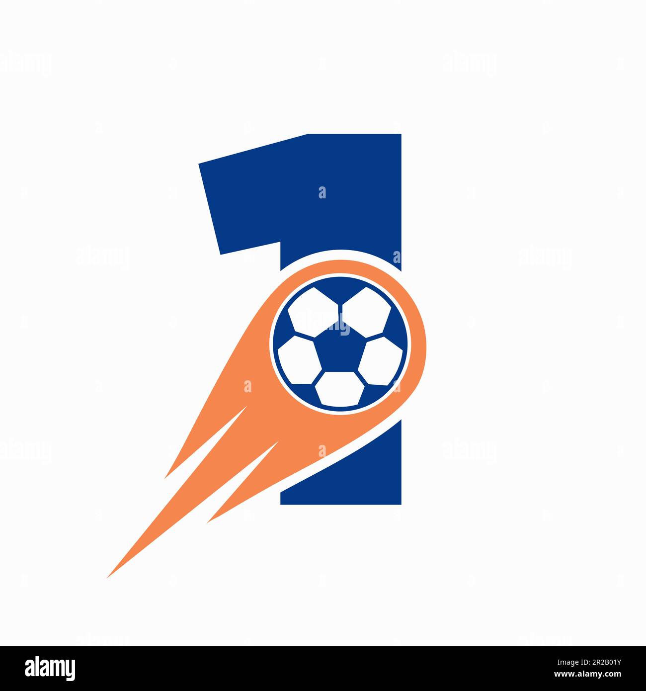 Concept du logo de football Letter 1 avec icône de football en mouvement. Modèle de logo football Illustration de Vecteur