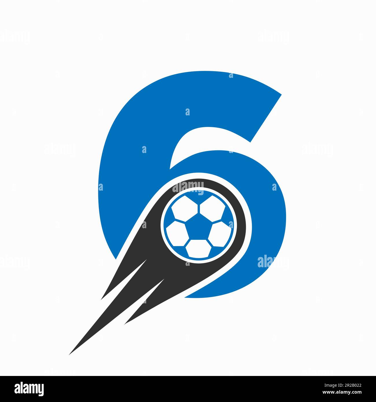 Concept du logo de football Letter 6 avec icône de football en mouvement. Modèle de logo football Illustration de Vecteur