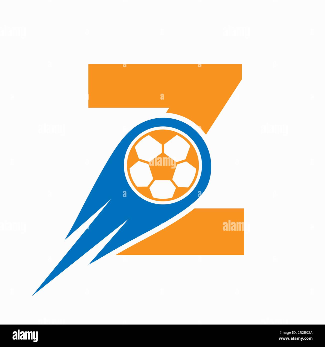 Logo lettre Z football avec icône du football en mouvement. Modèle de logo football Illustration de Vecteur
