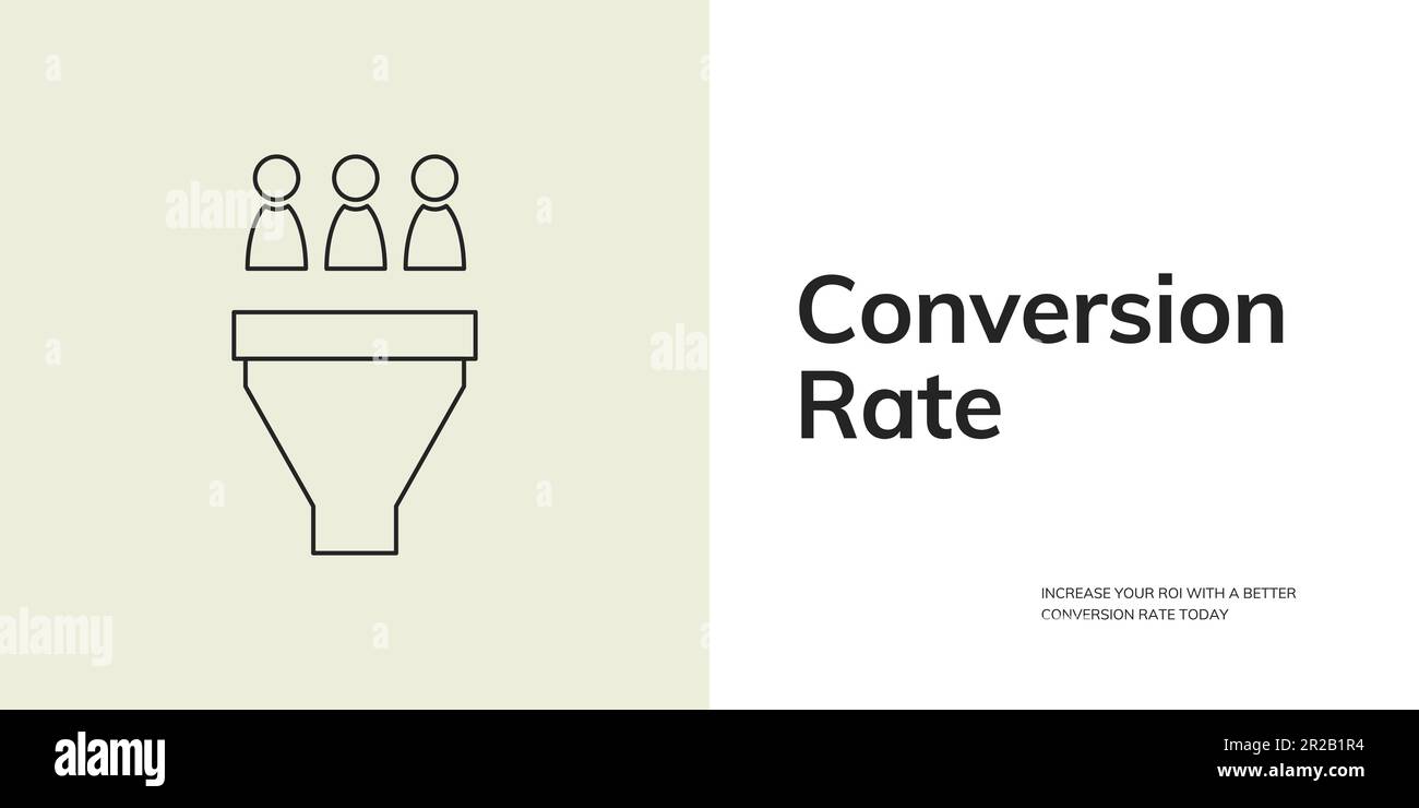 Bannière de taux de conversion sur fond vert et blanc. Bannière de conversion élégante avec texte noir et icône pour les entreprises et le marketing Illustration de Vecteur
