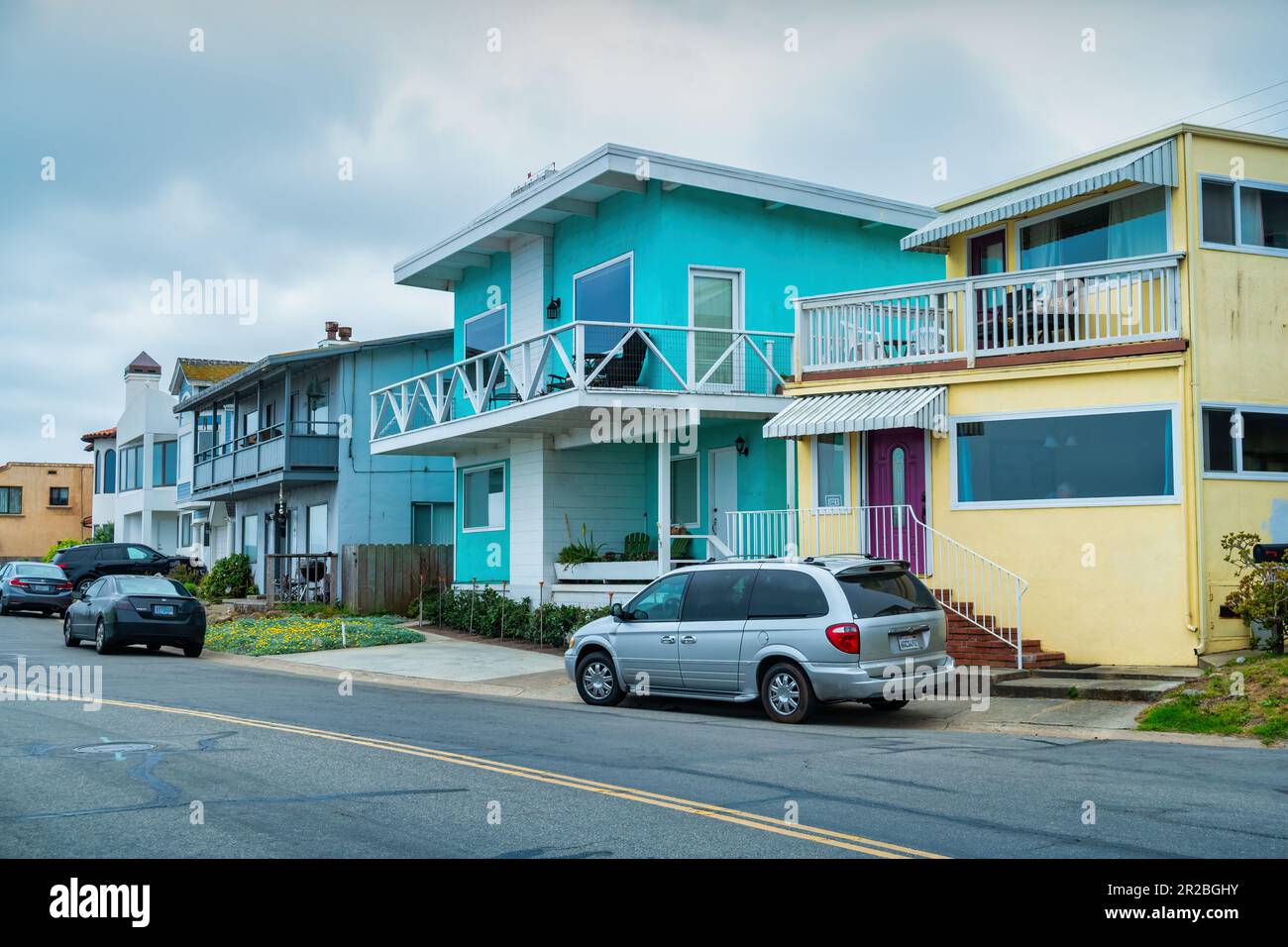 Maisons sur le front de mer à Monterey, Californie, États-Unis Banque D'Images