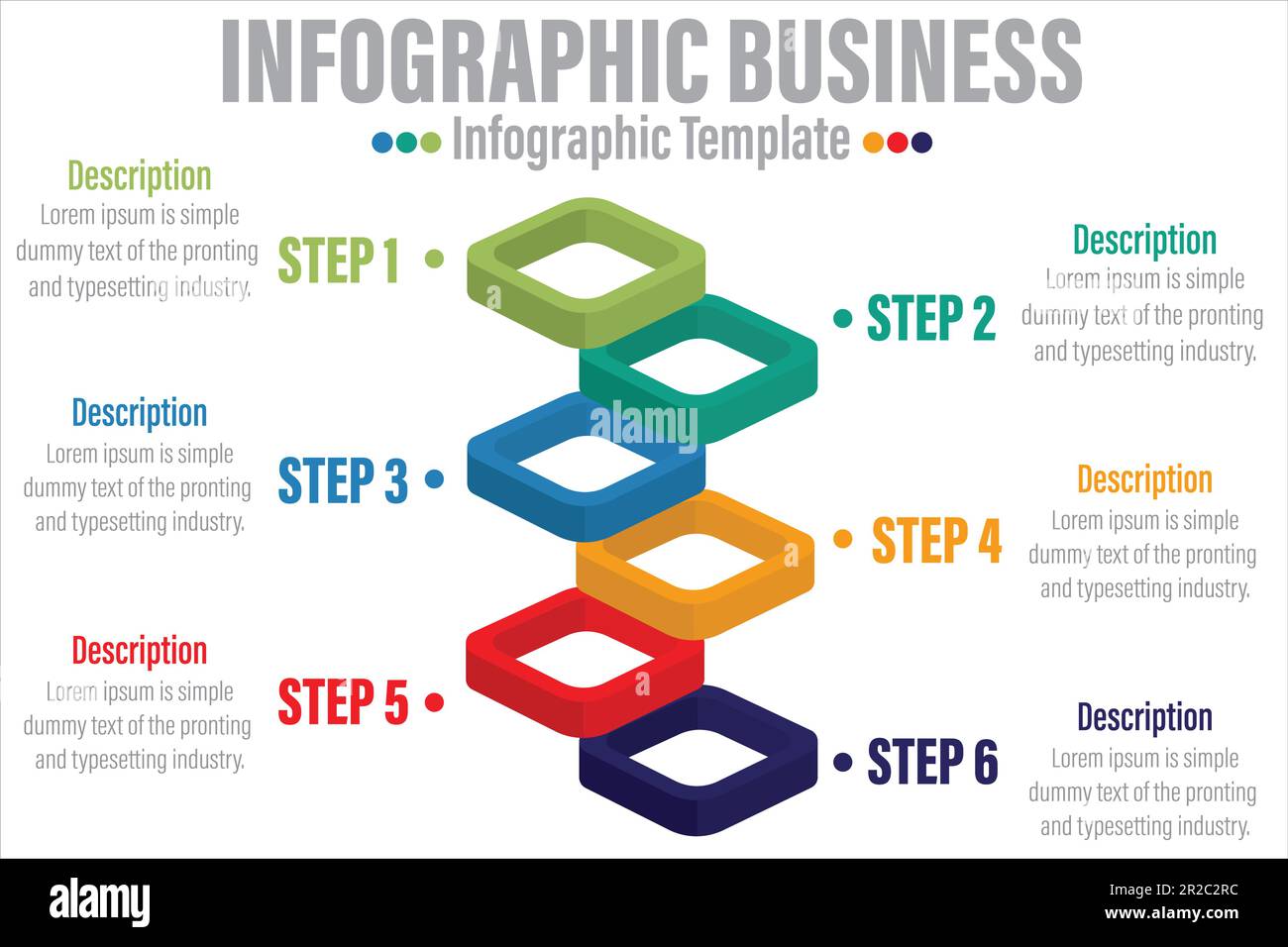 Infographie sur la chronologie colorée avec modèle de conception des six options 6 étapes, gestion des infographies, finances, analyses, présentation. Illustration vectorielle Illustration de Vecteur