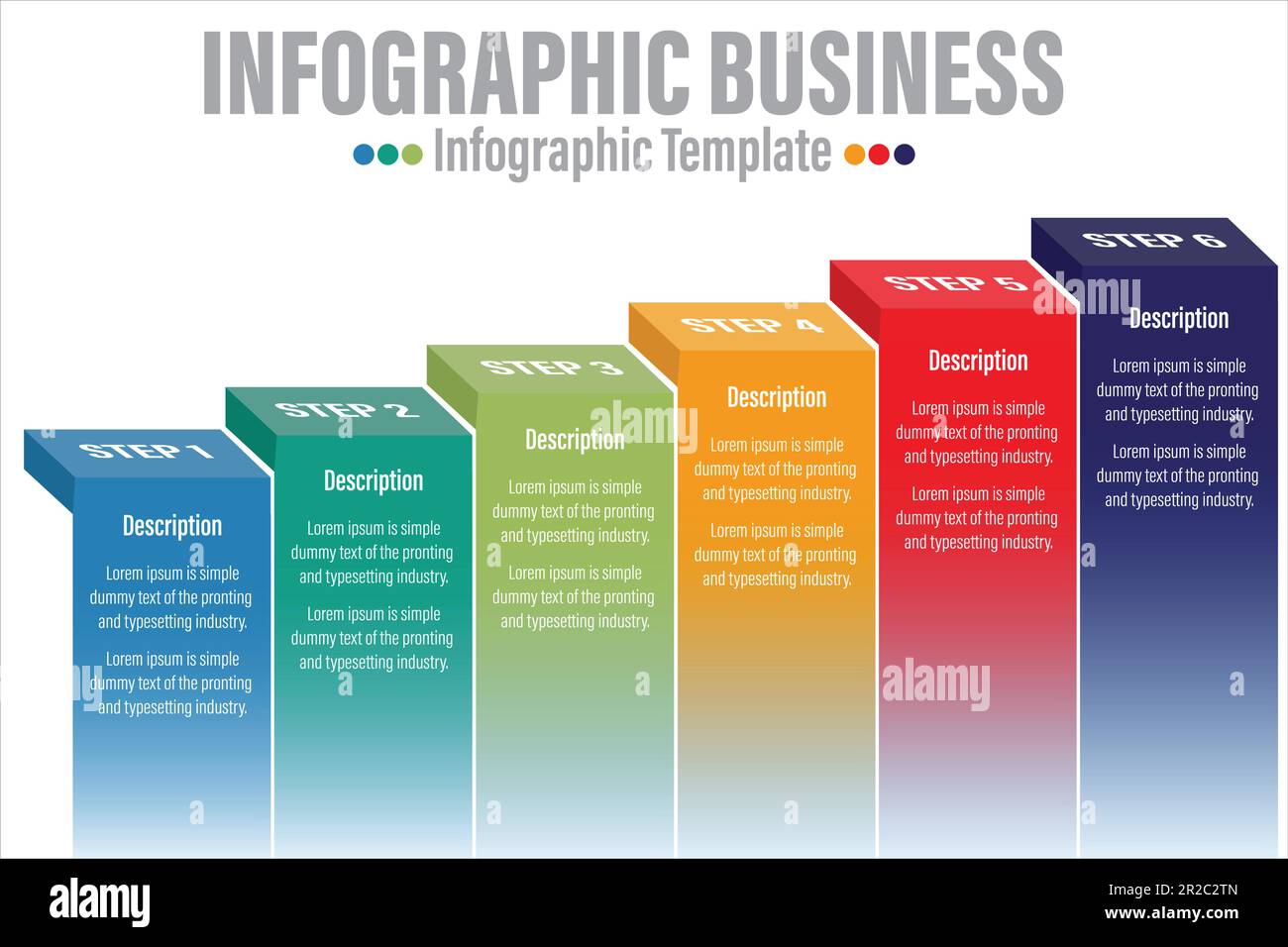 6 points 6 étapes ou six options de diagramme de liste, bloc croissant de modèle de mise en page de processus, vecteur d'élément d'infographie Illustration de Vecteur