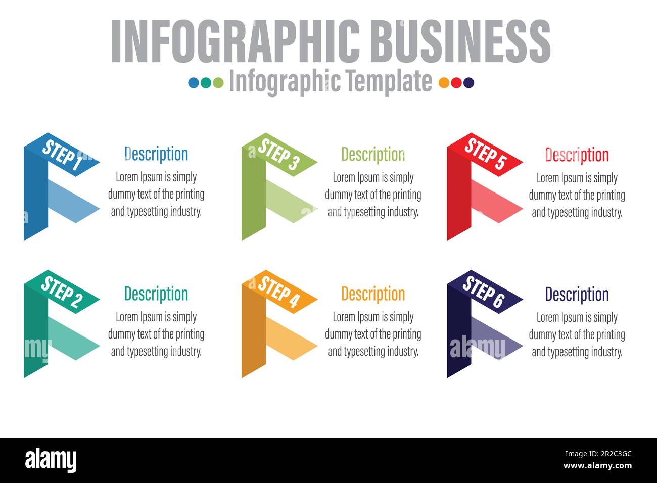 6 étapes et six options d'éléments infographiques colorés. Illustration vectorielle. Illustration de Vecteur