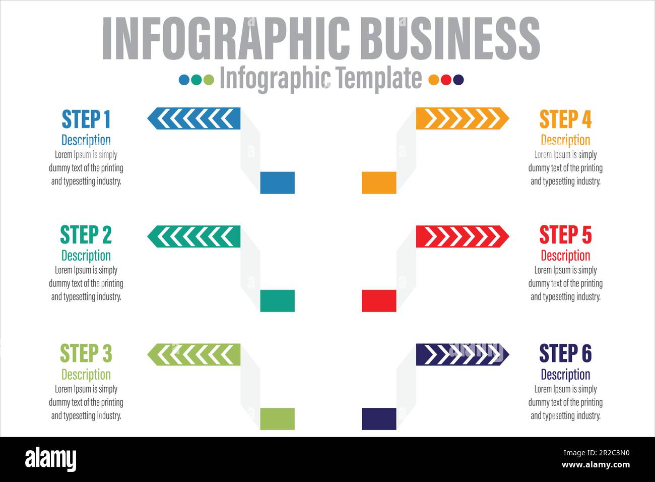 6 étapes et six options d'éléments infographiques colorés. Illustration vectorielle. Illustration de Vecteur