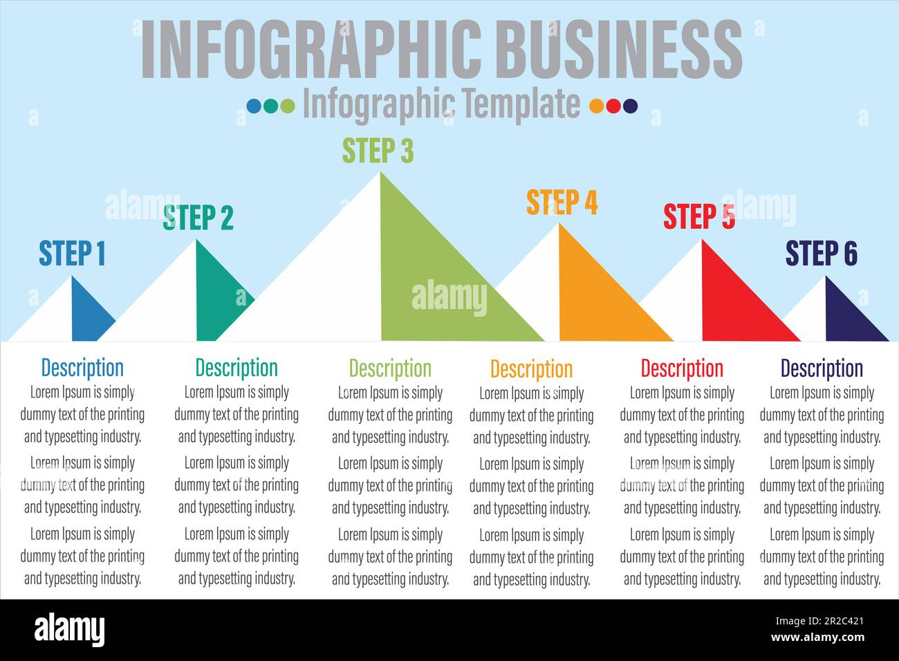 Modèle d'infographie de pyramide. modèle d'information à six options. web, internet, rapport annuel, modèle d'infographie de magazine. information sur l'éducation et la science Illustration de Vecteur