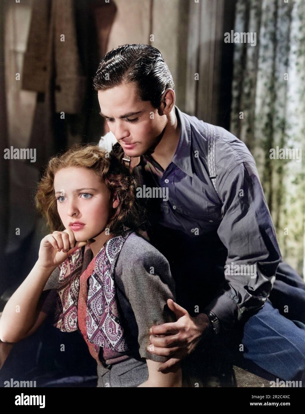 Lalaine Day, Alan Curtis, sur le tournage du film, « Mergeant Madden », MGM, 1939 Banque D'Images