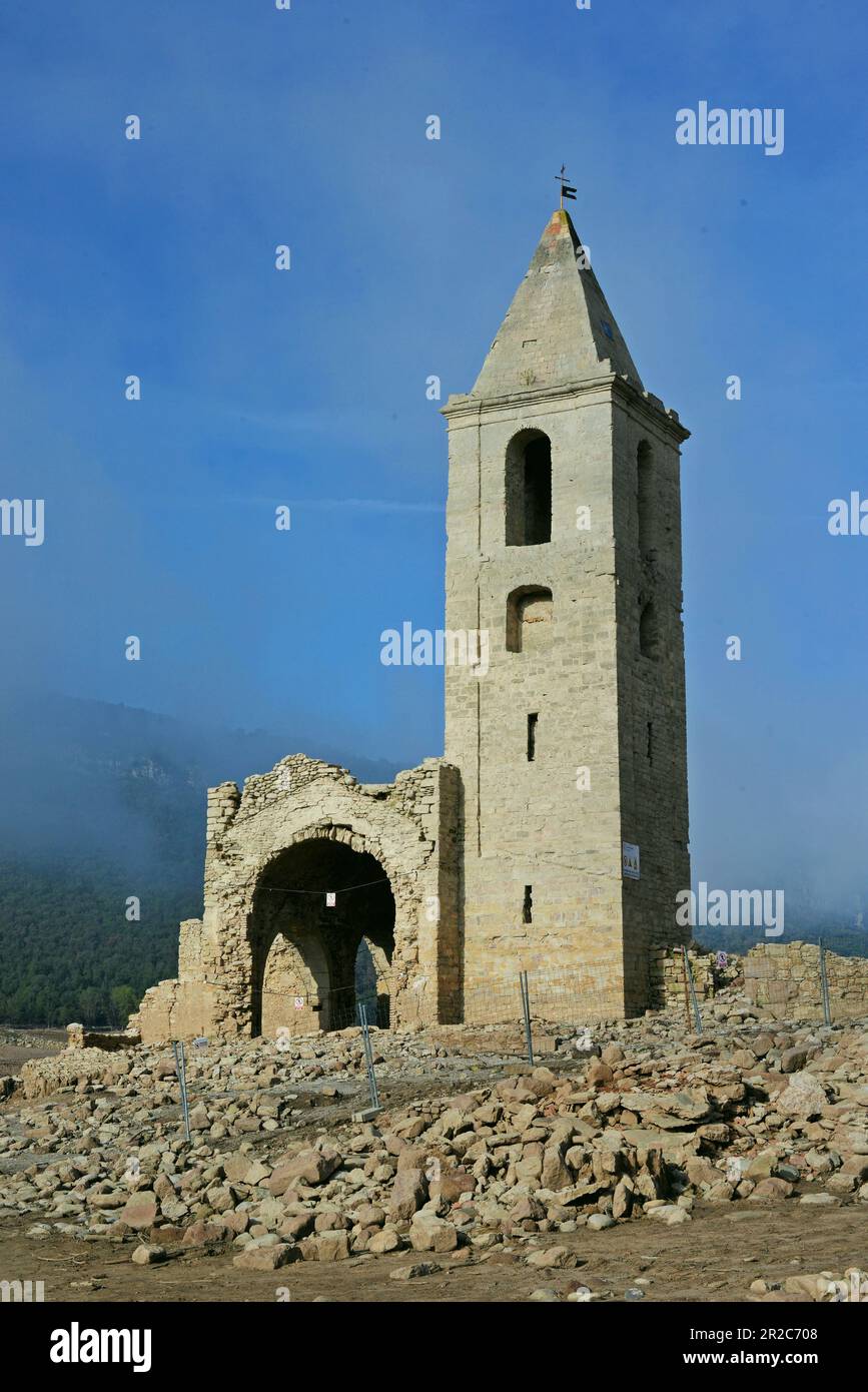 Eglise de Sant Romà de Sau située dans la région de la province d'Osona de Barcelone, Catalogne, Espagne Banque D'Images