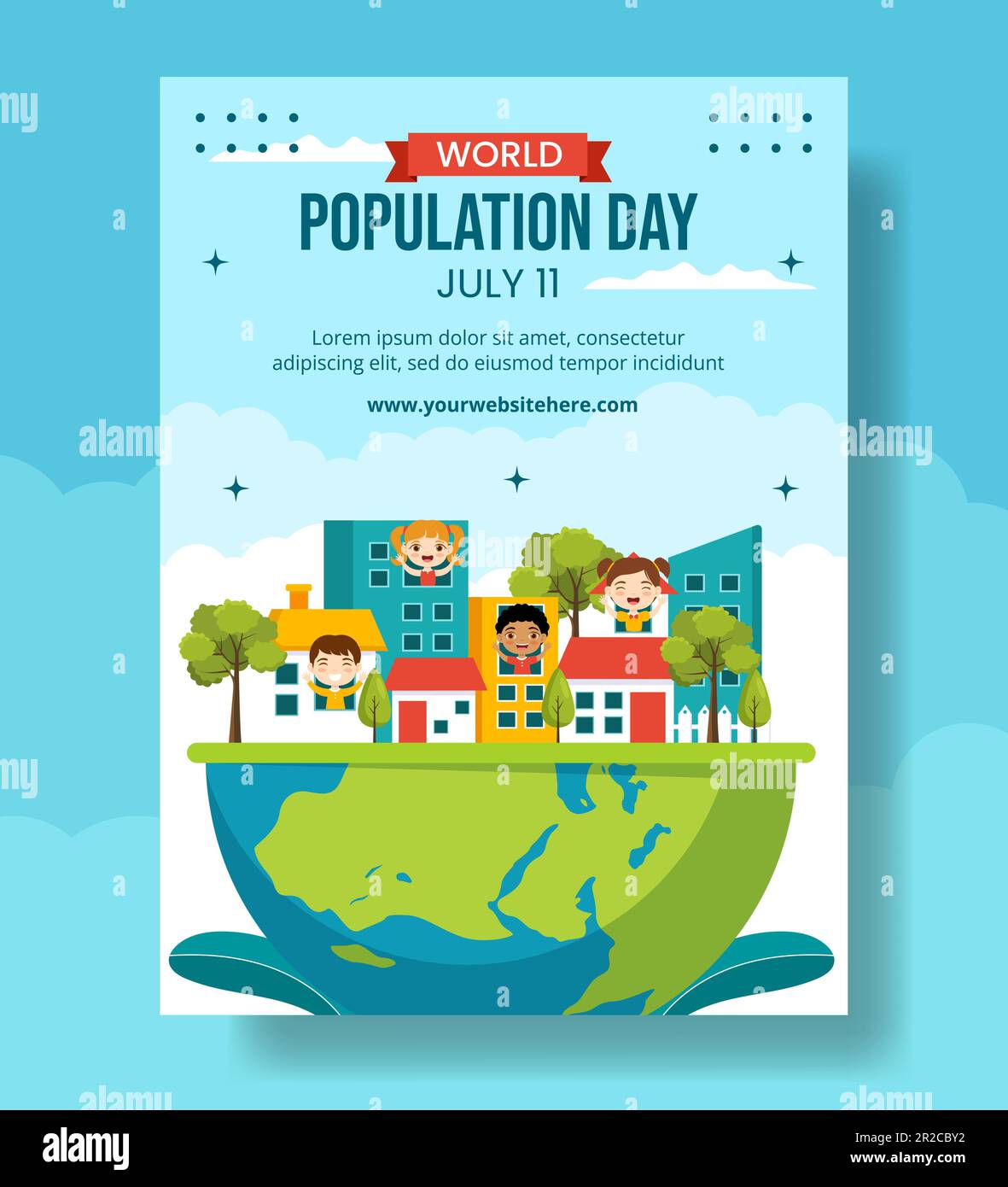 Affiche verticale de la Journée mondiale de la population dessin à la ...