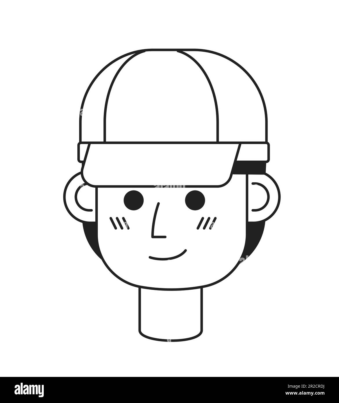 Professionnel de golf avec tête de caractère linéaire plate monochrome à capuchon blanc Illustration de Vecteur