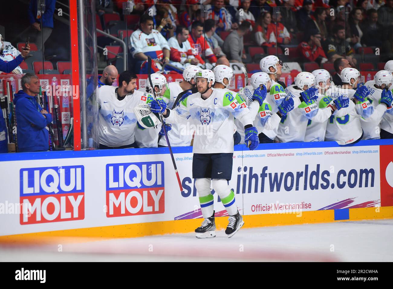 LETTONIE, RIGA - 18.05.23: URBAS JAN Jeu République Tchèque contre Slovénie. Championnat du monde de hockey sur glace 2023 de l'IIHF à l'Arena Riga Banque D'Images