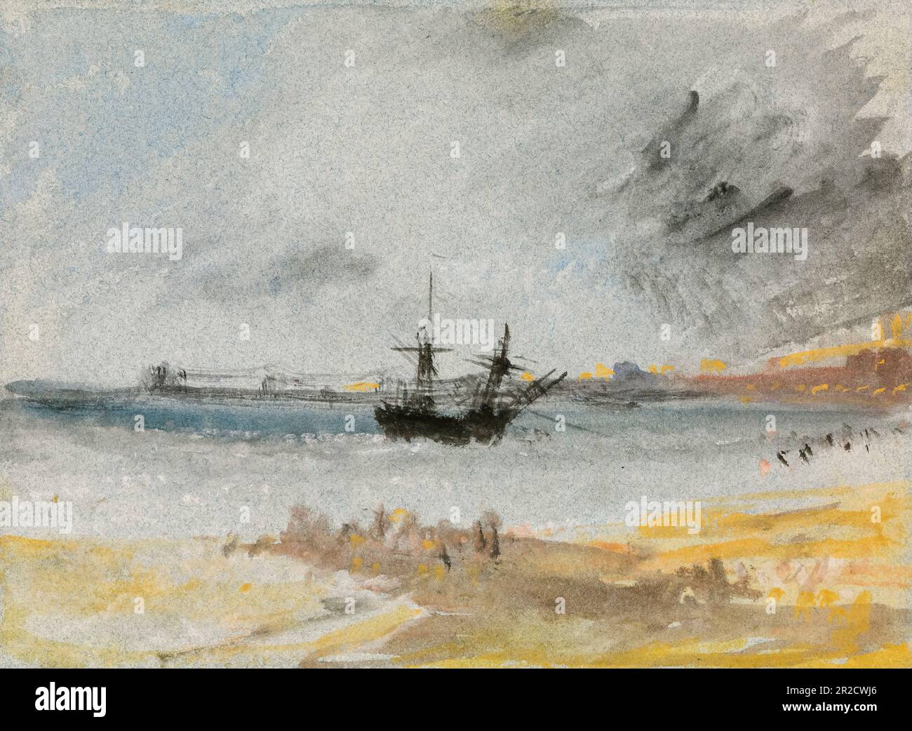 JMW Turner, navire aground Brighton, peinture de paysage 1830 Banque D'Images