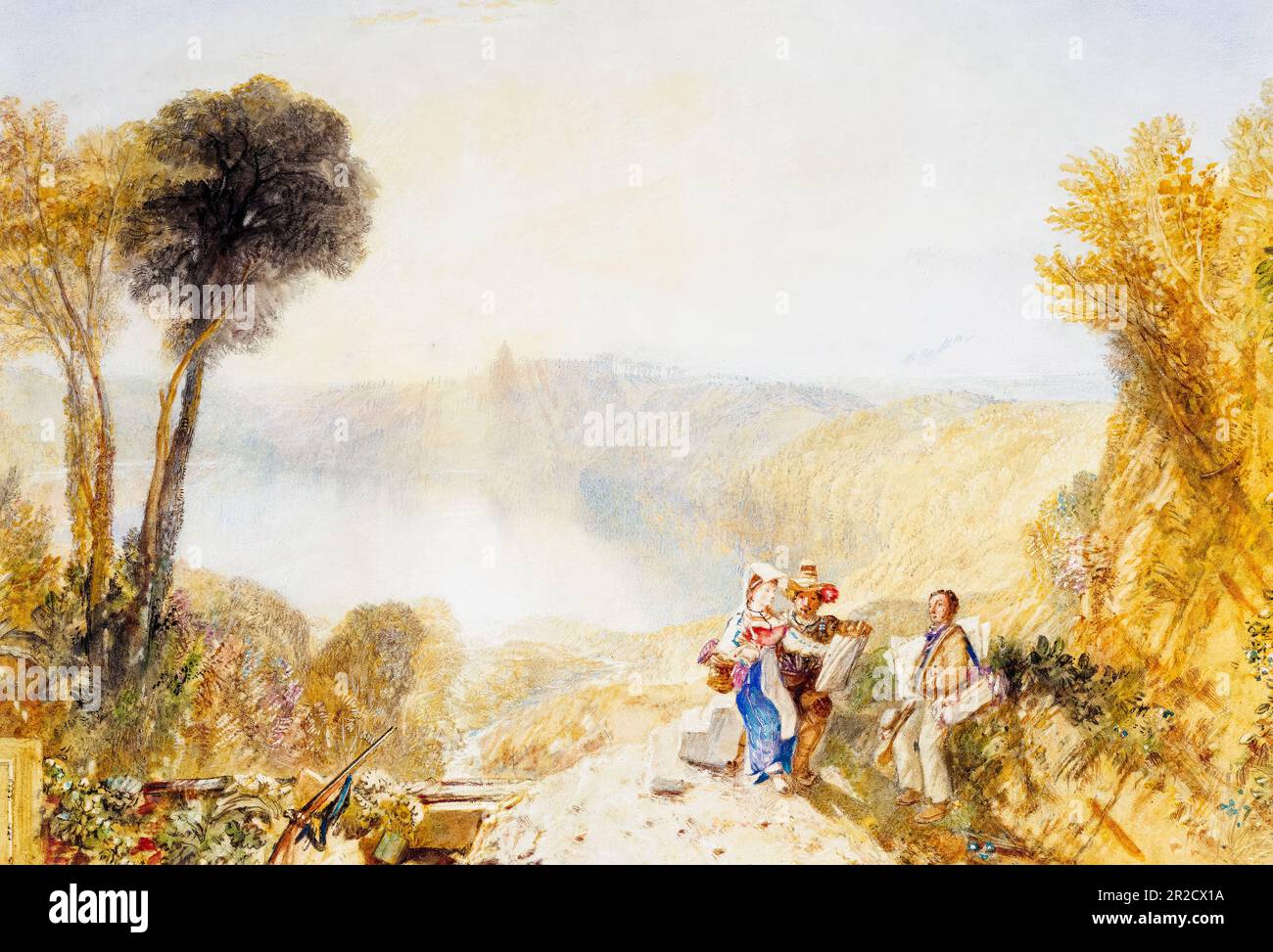 JMW Turner, Lac Albano, Italie, peinture de paysage avant 1851 Banque D'Images