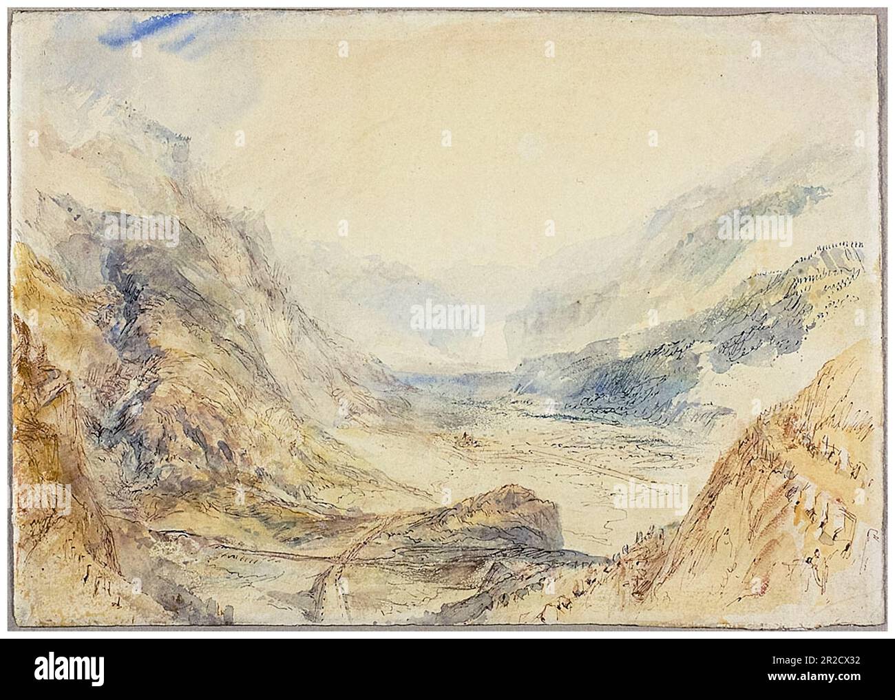 JMW Turner, vue sur la rue Col de Gotthard, Suisse, peinture de paysage 1842 Banque D'Images