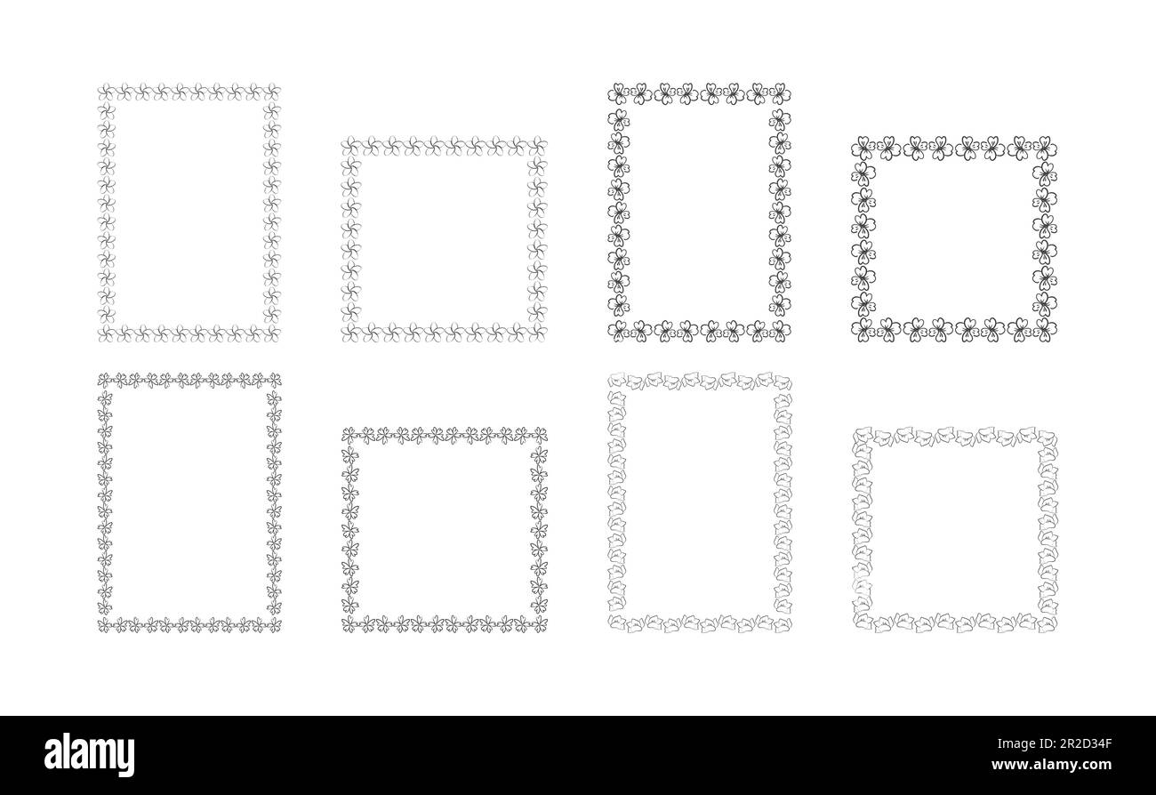 Bordures élégantes rétro et ornements fleuris en filigrane. Illustration de Vecteur