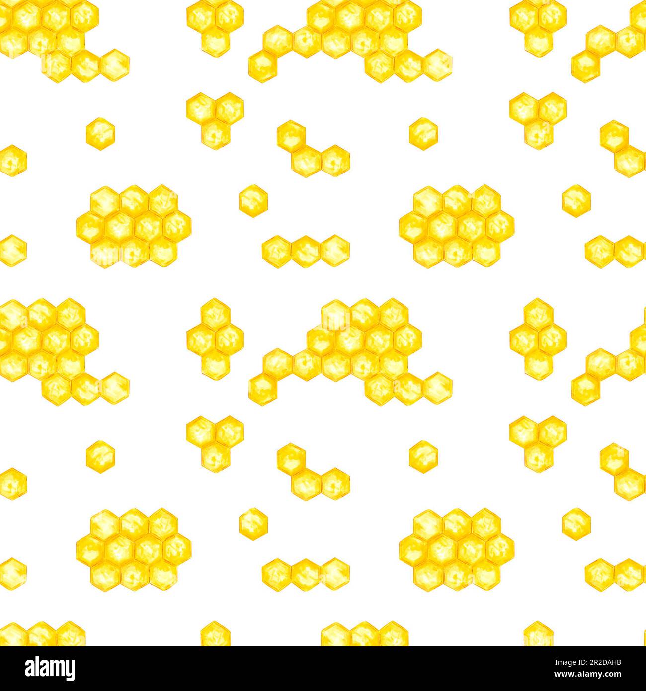 Motif aquarelle au miel dessiné à la main sur fond blanc. Album, textile, logo, étiquette, bannière Banque D'Images